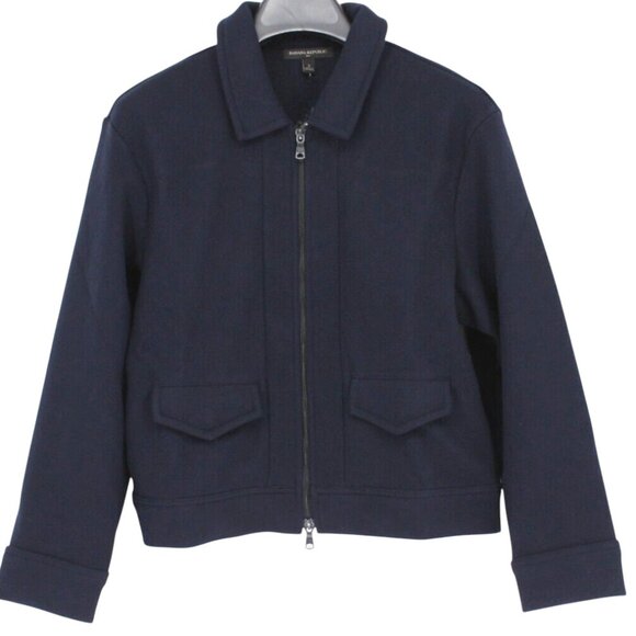 Banana Republic Melton Volume Preppy Jacket in Navy Blue Size Medium - Picture 2 of 11